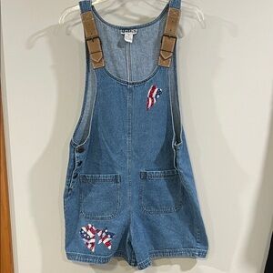 Haik’s - Blue Denim Romper, M, flag appliquéd‎